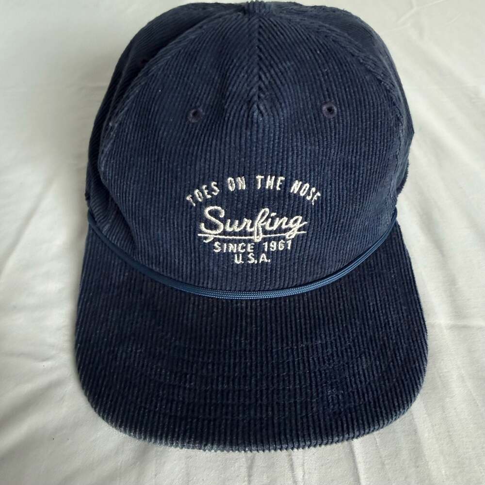 Toes on the Nose Navy Blue Corduroy Rope Snapback Surfing Hat by American Needle